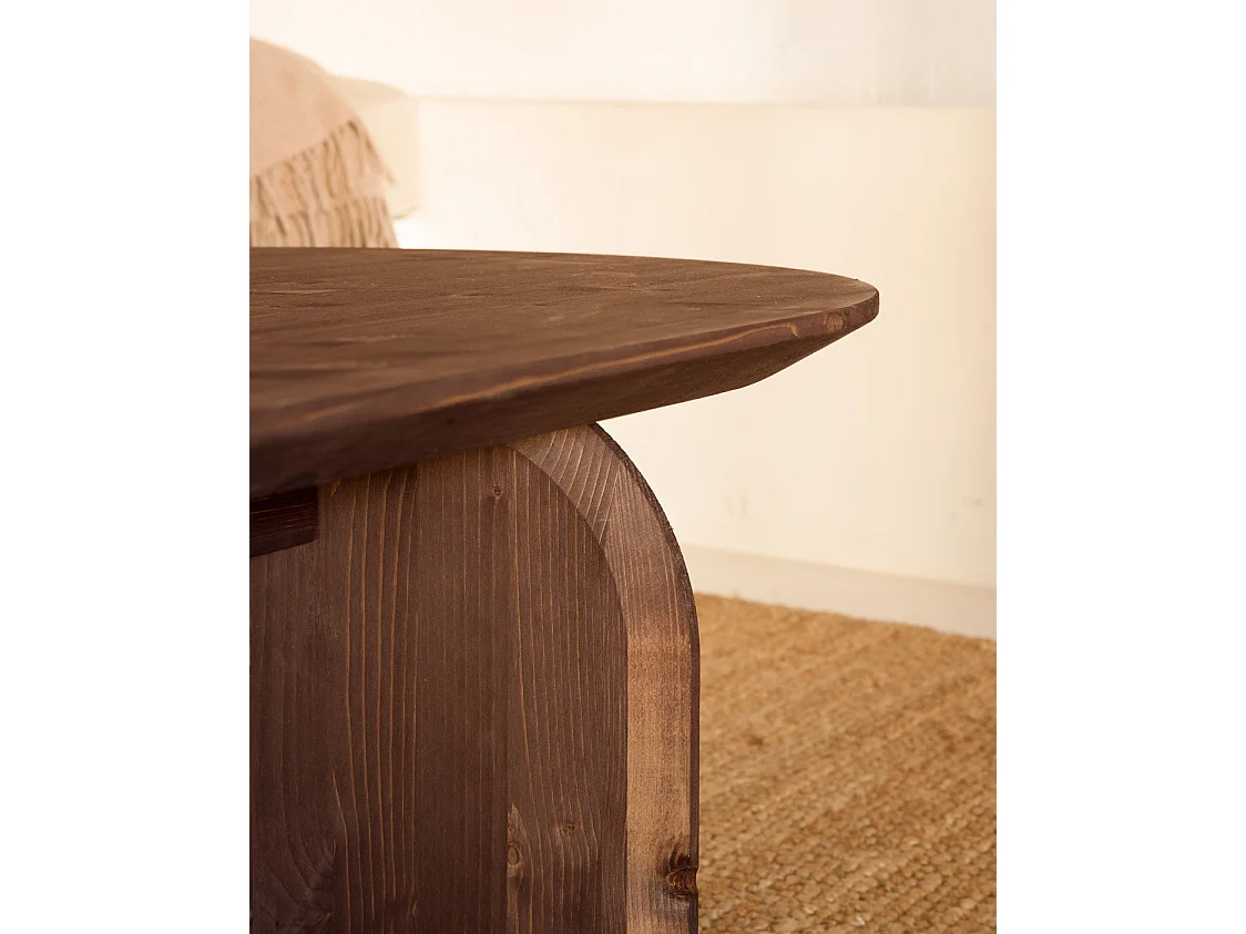 Mesa de centro ovalada de madera de abeto Decowood en color nogal de 120x35cm - BLOOM - DECOWOOD