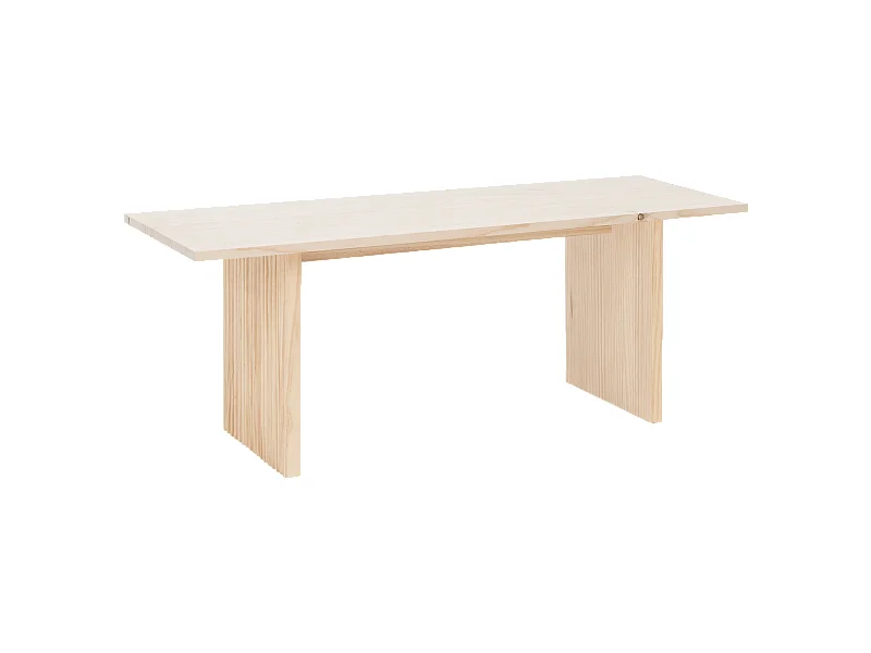 Mesa de centro rectangular de madera de pino con patas ranuradas Decowood en color natural de 120x45cm - BALI - DECOWOOD