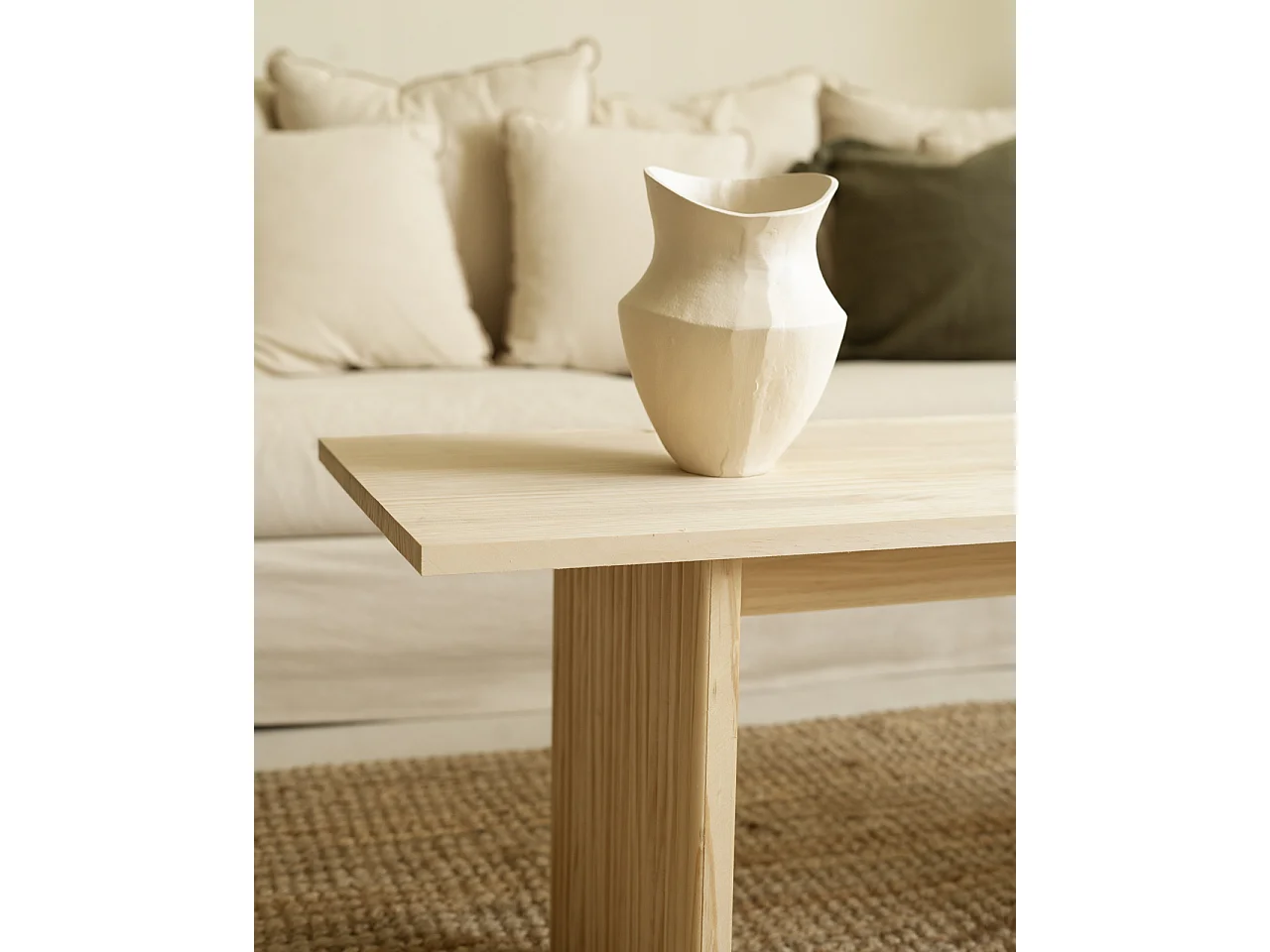 Tavolo basso rettangolare in legno massello in tono naturale 120x45cm - BALI - DECOWOOD