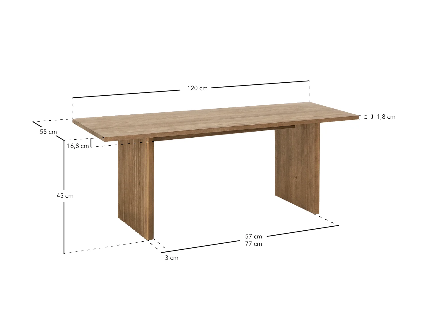 Tavolo basso rettangolare in legno massello in tono naturale 120x45cm - BALI - DECOWOOD