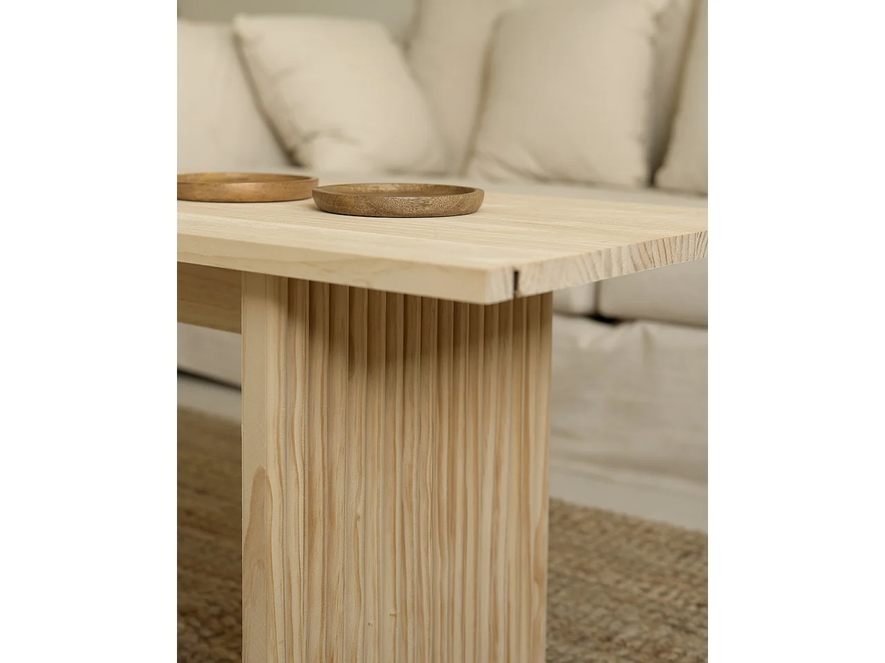 Table basse en bois de sapin naturel 120x45cm - BALI - DECOWOOD