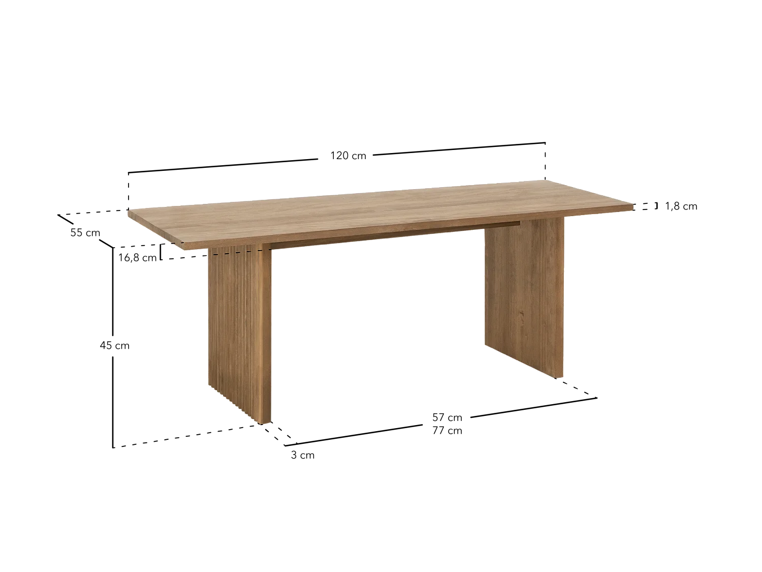 Tavolo basso rettangolare in legno massello in tono naturale 120x45cm - BALI - DECOWOOD