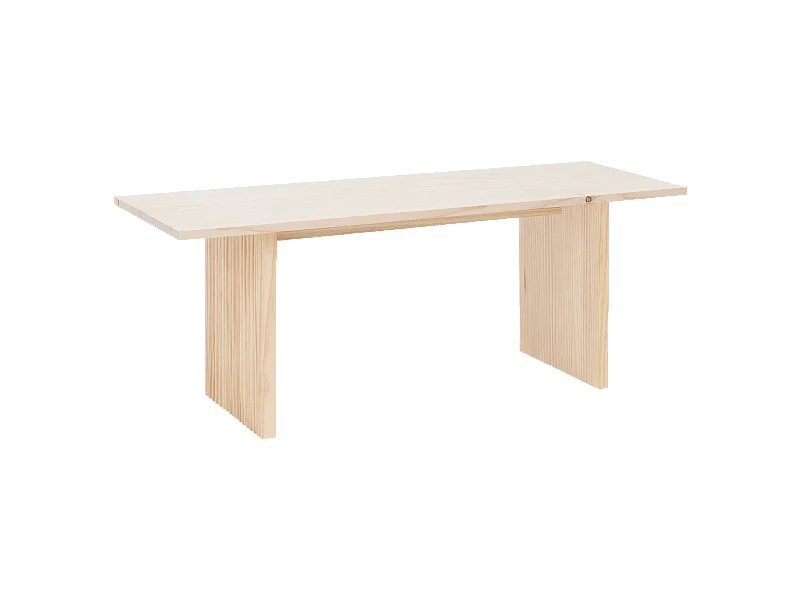 Mesa de centro rectangular de madera de pino con patas ranuradas Decowood en color natural de 120x45cm - BALI - DECOWOOD