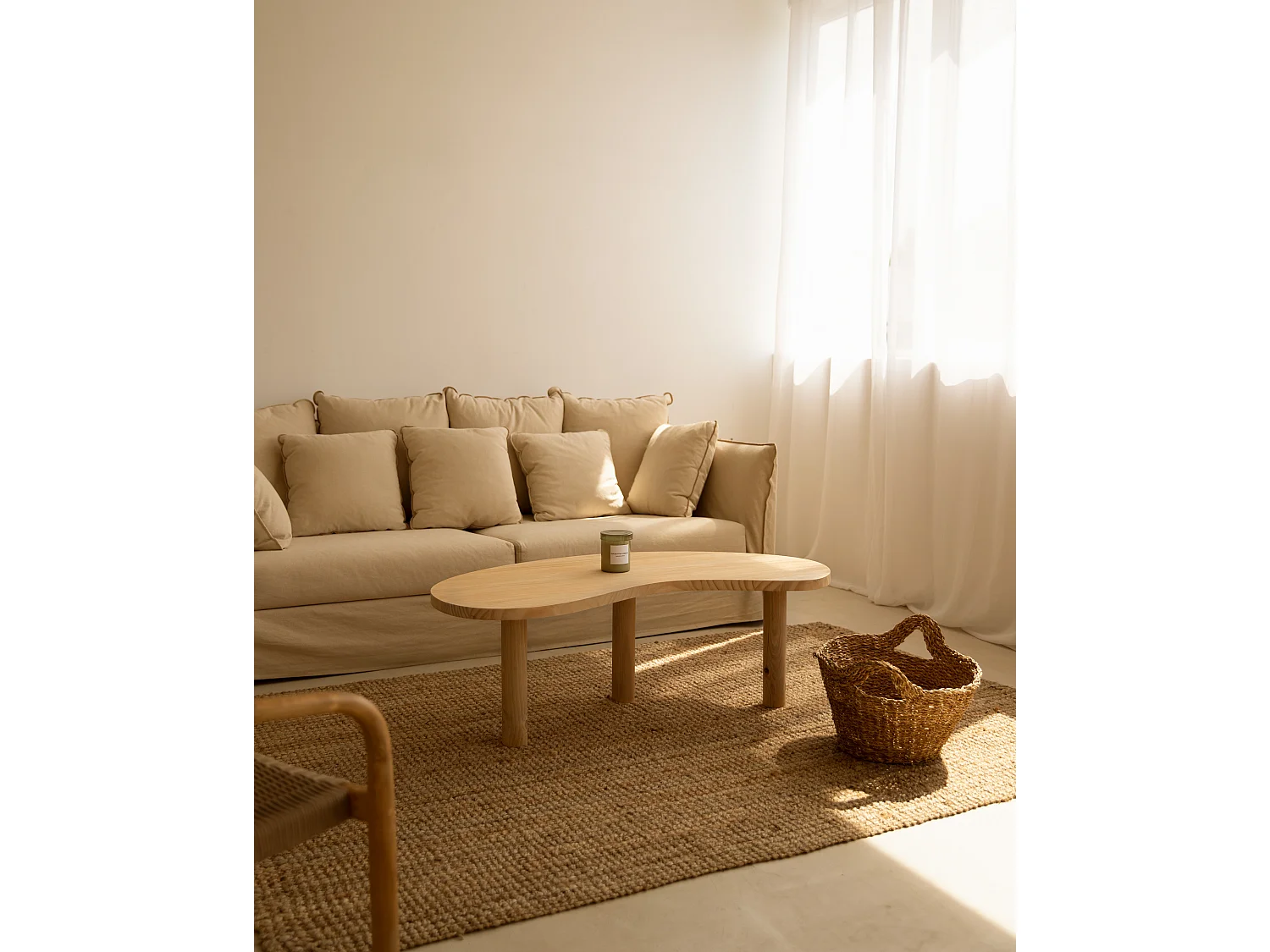 Tavolo basso in legno massello in tono marrone chiaro 100x40cm - GINA - DECOWOOD