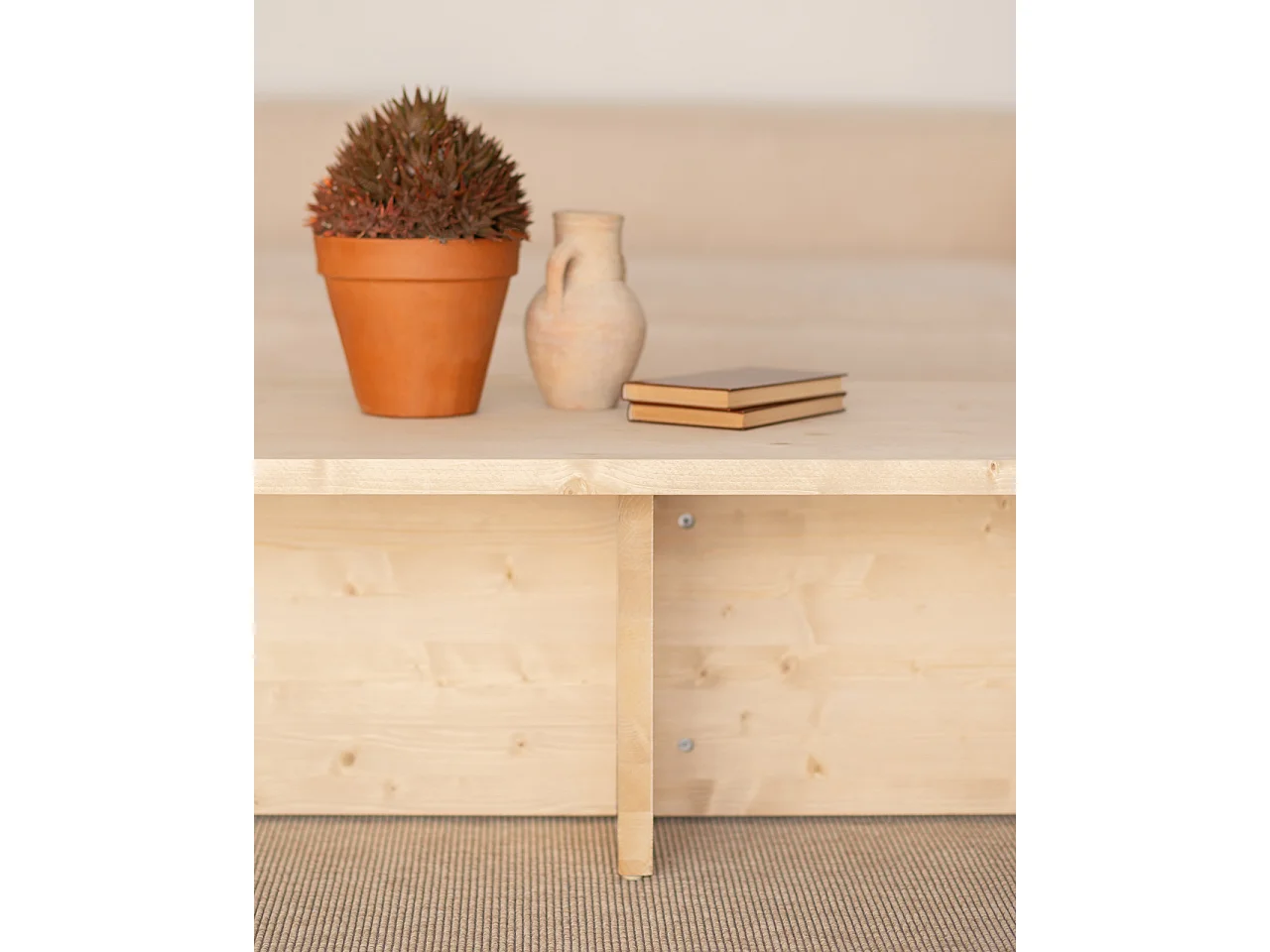 Mesa de centro de madera maciza en tono natural de 120x40cm - TENA - DECOWOOD