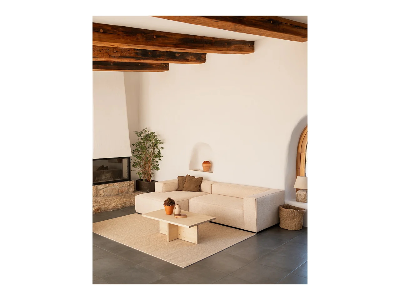Table basse en bois massif ton naturel de 120x40cm - TENA - DECOWOOD