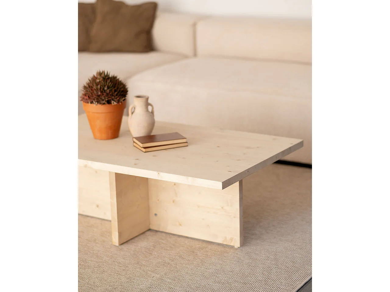 Tavolino in legno massiccio colore naturale 120x40cm - TENA - DECOWOOD