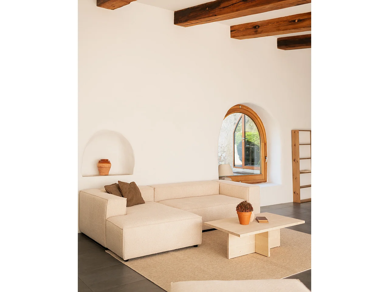 Tavolino in legno massiccio colore naturale 120x40cm - TENA - DECOWOOD