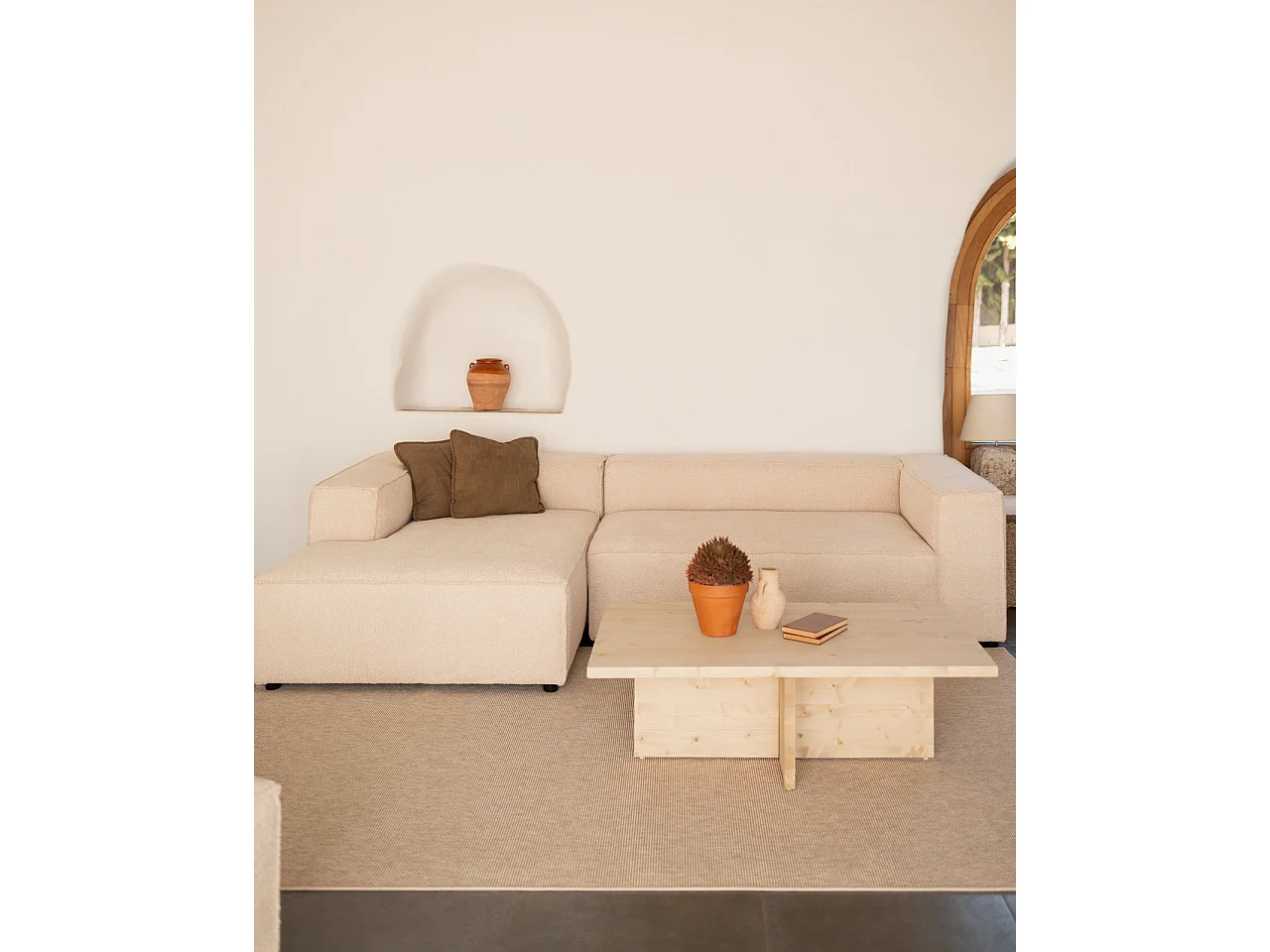 Tavolino in legno massiccio colore naturale 120x40cm - TENA - DECOWOOD