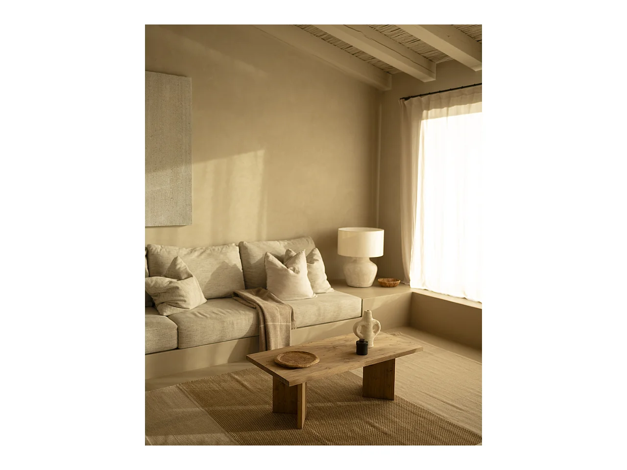 Mesa de centro de madera maciza en tono roble oscuro de 120x50cm - KYOTO - DECOWOOD