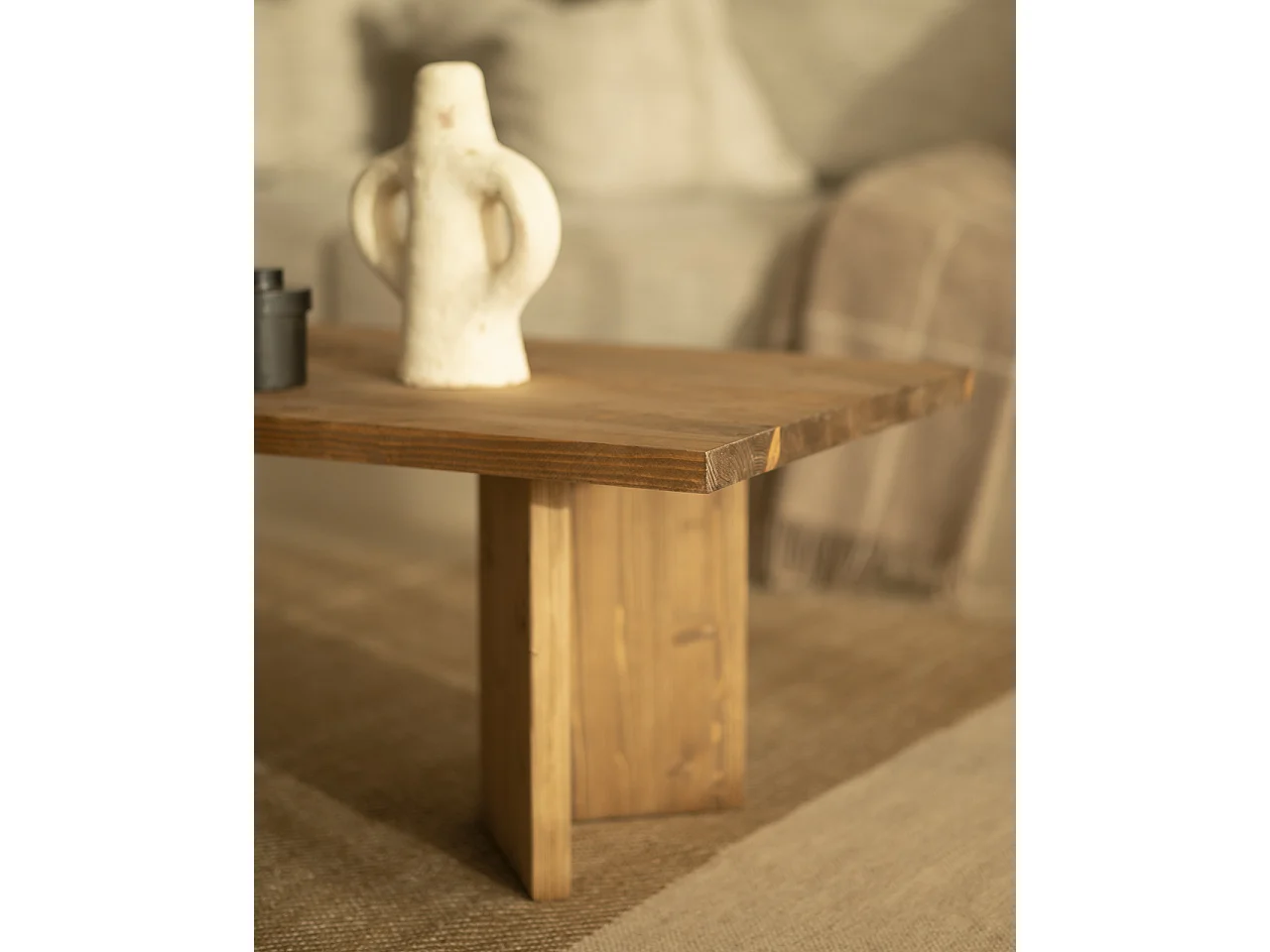 Mesa de centro de madera maciza en tono roble oscuro de 120x50cm - KYOTO - DECOWOOD