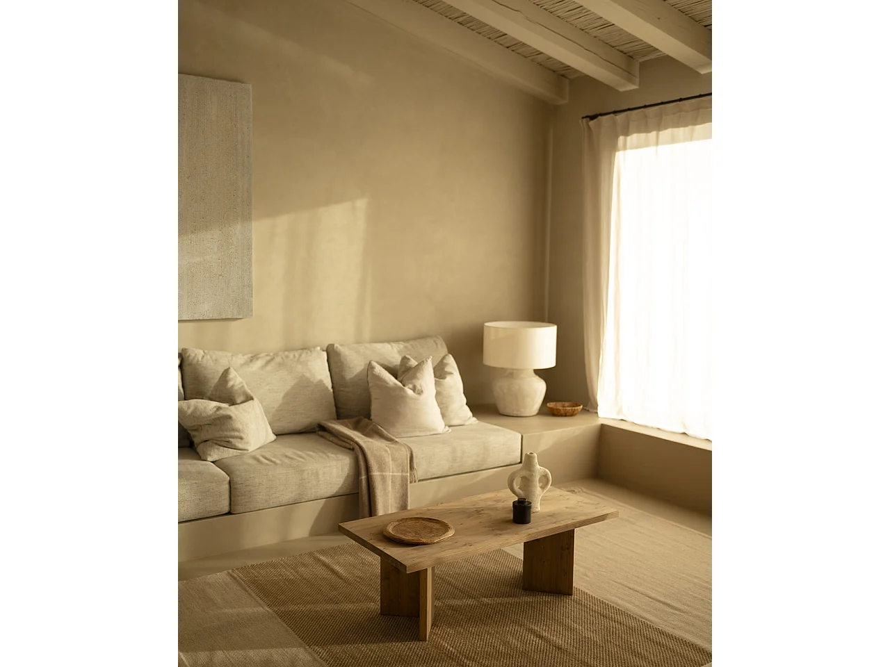 Mesa de centro de madera maciza en tono roble oscuro de 120x50cm - KYOTO - DECOWOOD