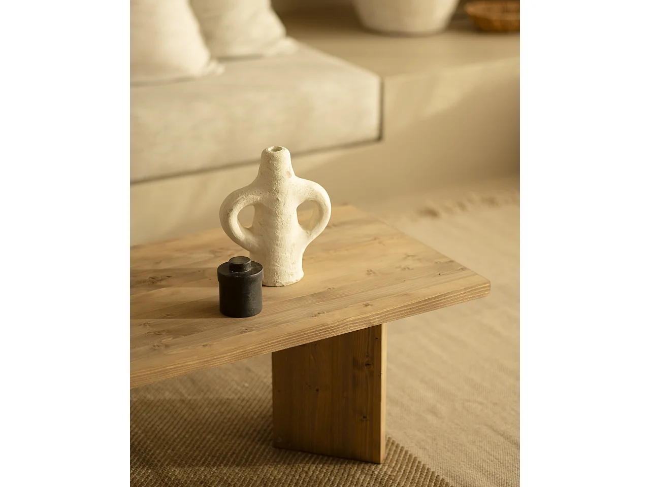 Mesa de centro de madera maciza en tono roble oscuro de 120x50cm - KYOTO - DECOWOOD