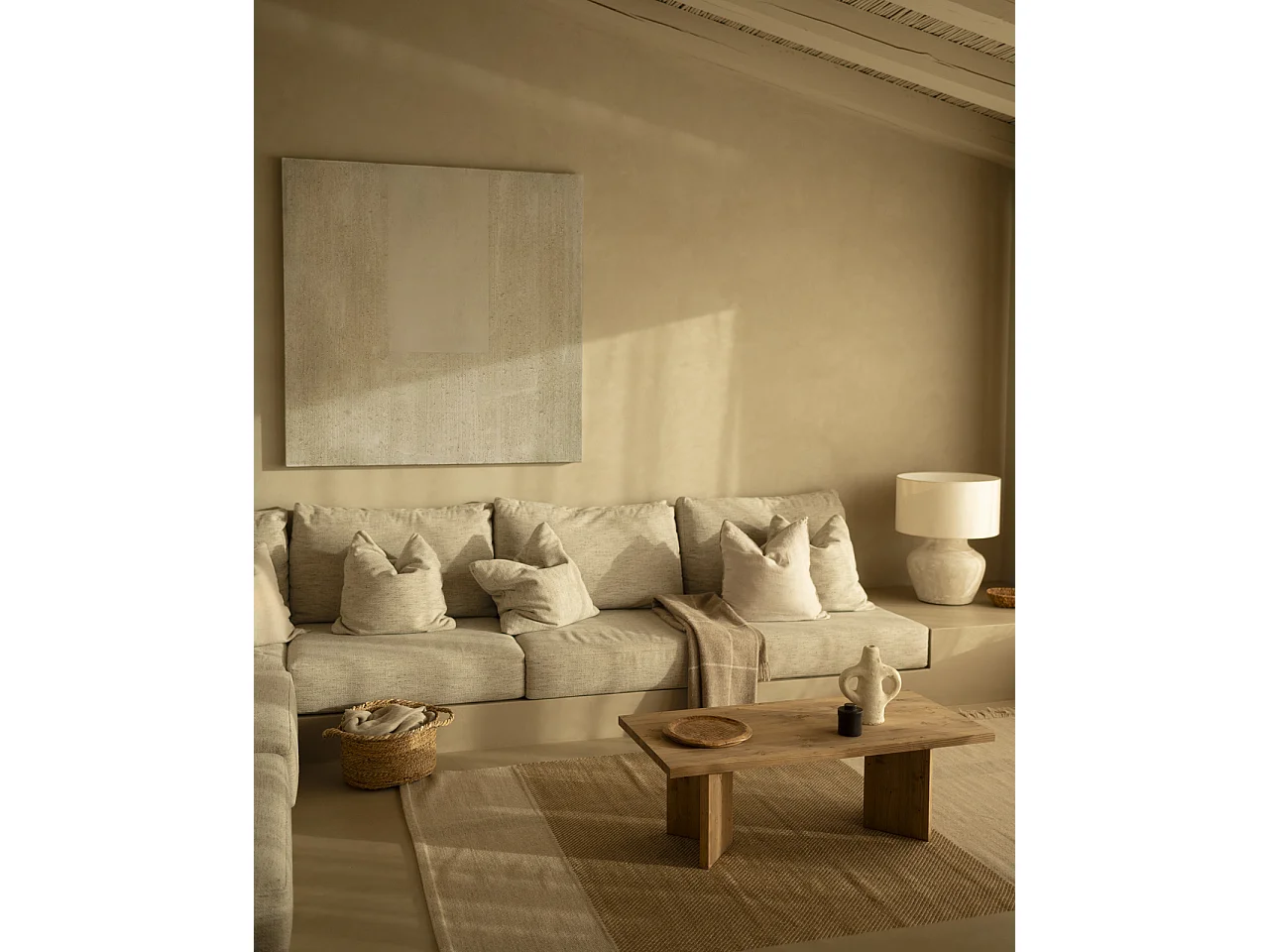 Mesa de centro de madera maciza en tono roble oscuro de 120x50cm - KYOTO - DECOWOOD