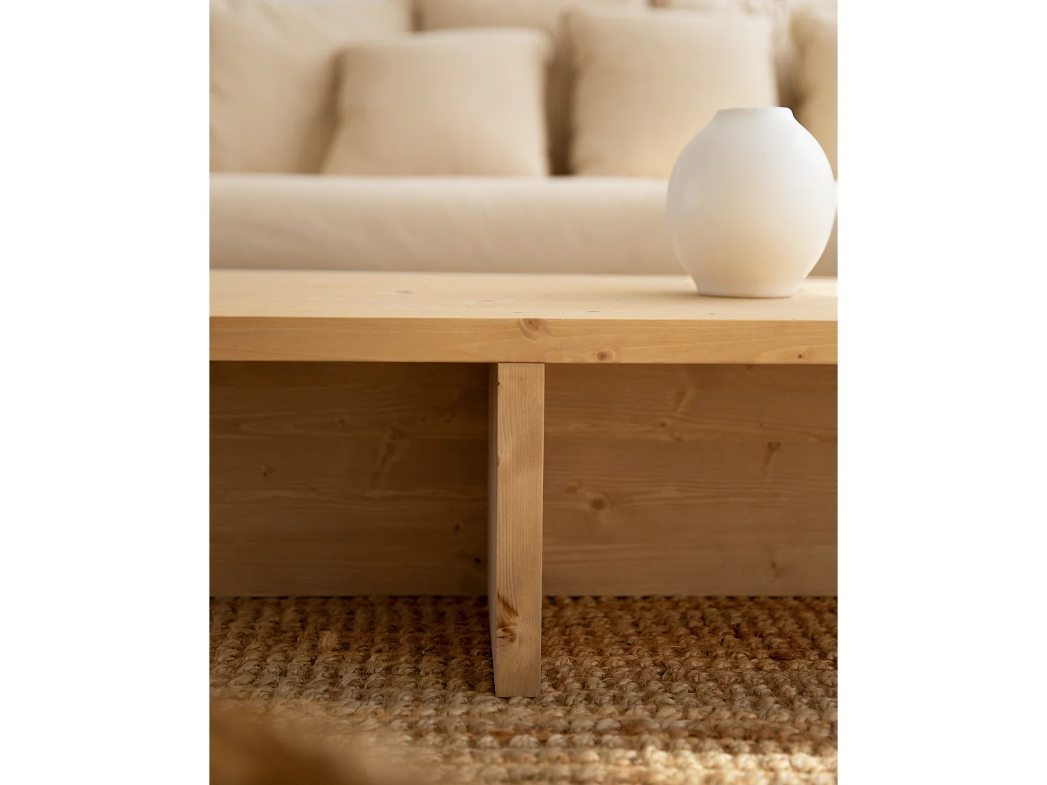 Table basse en bois de sapin marron 123,5x27cm - SAM - DECOWOOD