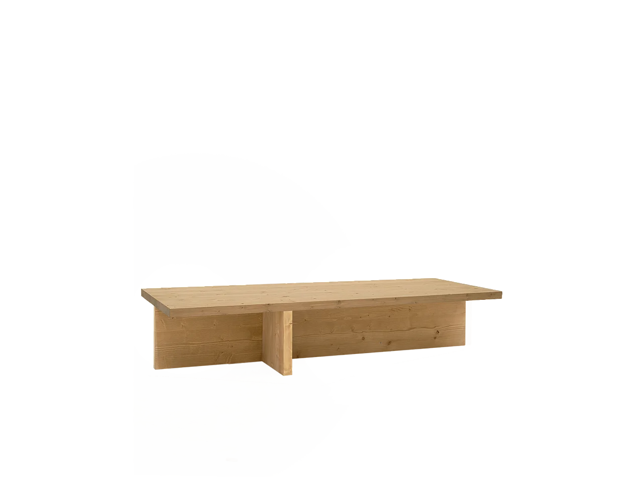 Tavolo basso rettangolare in legno massello tono marrone chiaro 123,5x27cm - SAM - DECOWOOD