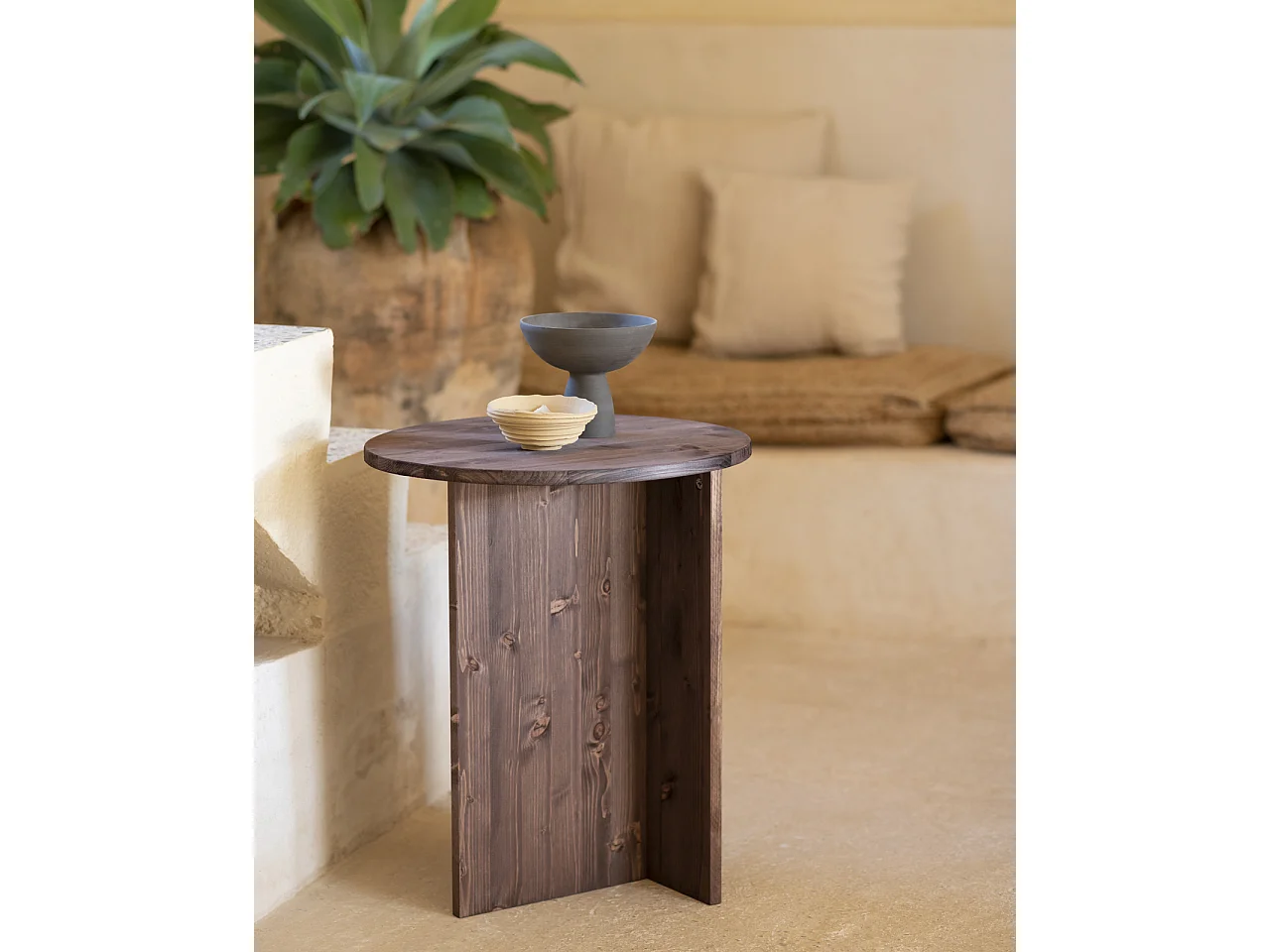Table basse en bois de sapin marron 49,7x60cm - MUR - DECOWOOD