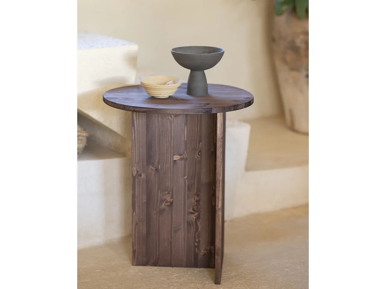 Table basse en bois de sapin marron 49,7x60cm - MUR - DECOWOOD