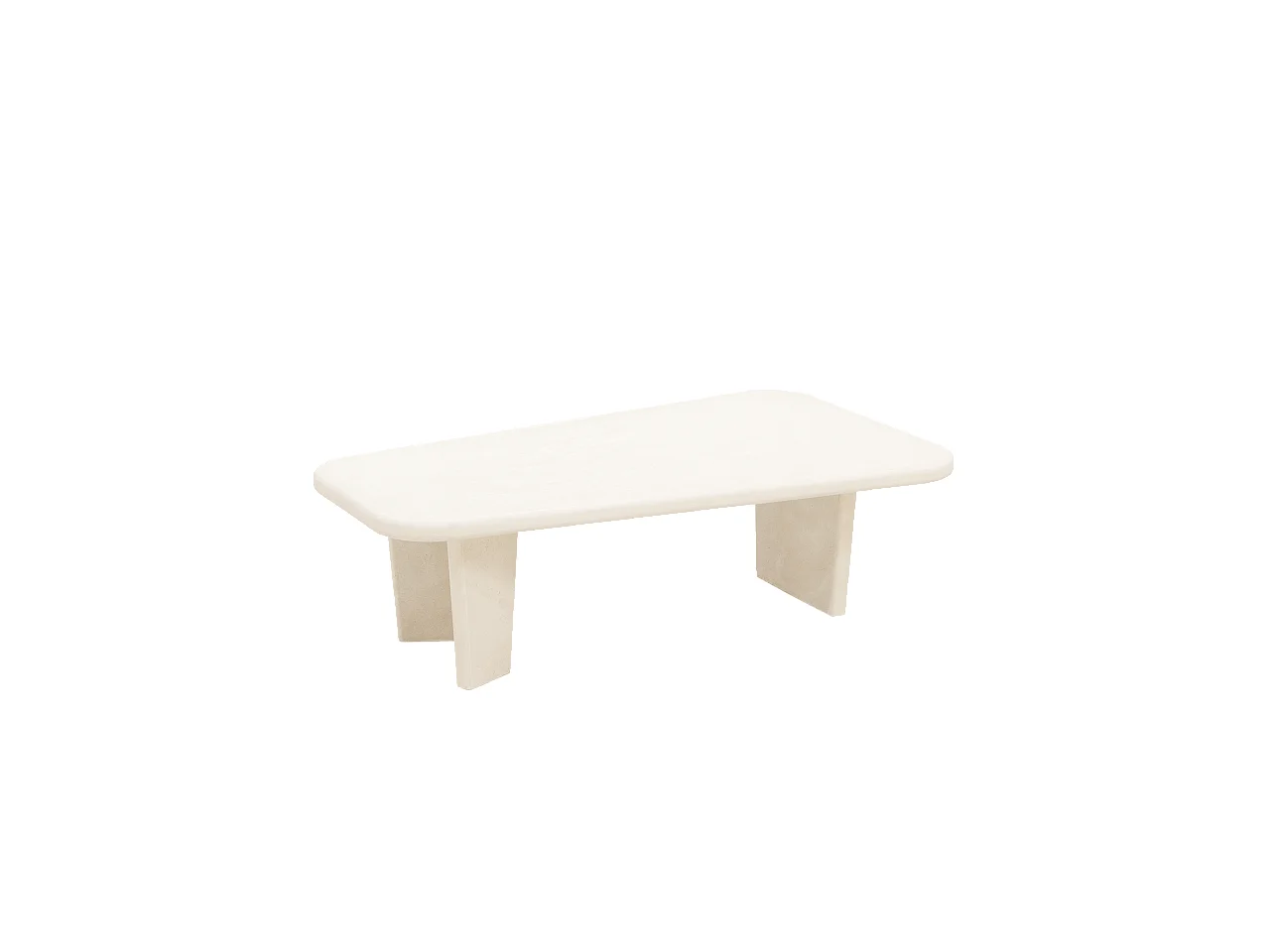 Table basse en microciment avec trois pieds blanc cassé 100x30cm - BIMBA - DECOWOOD