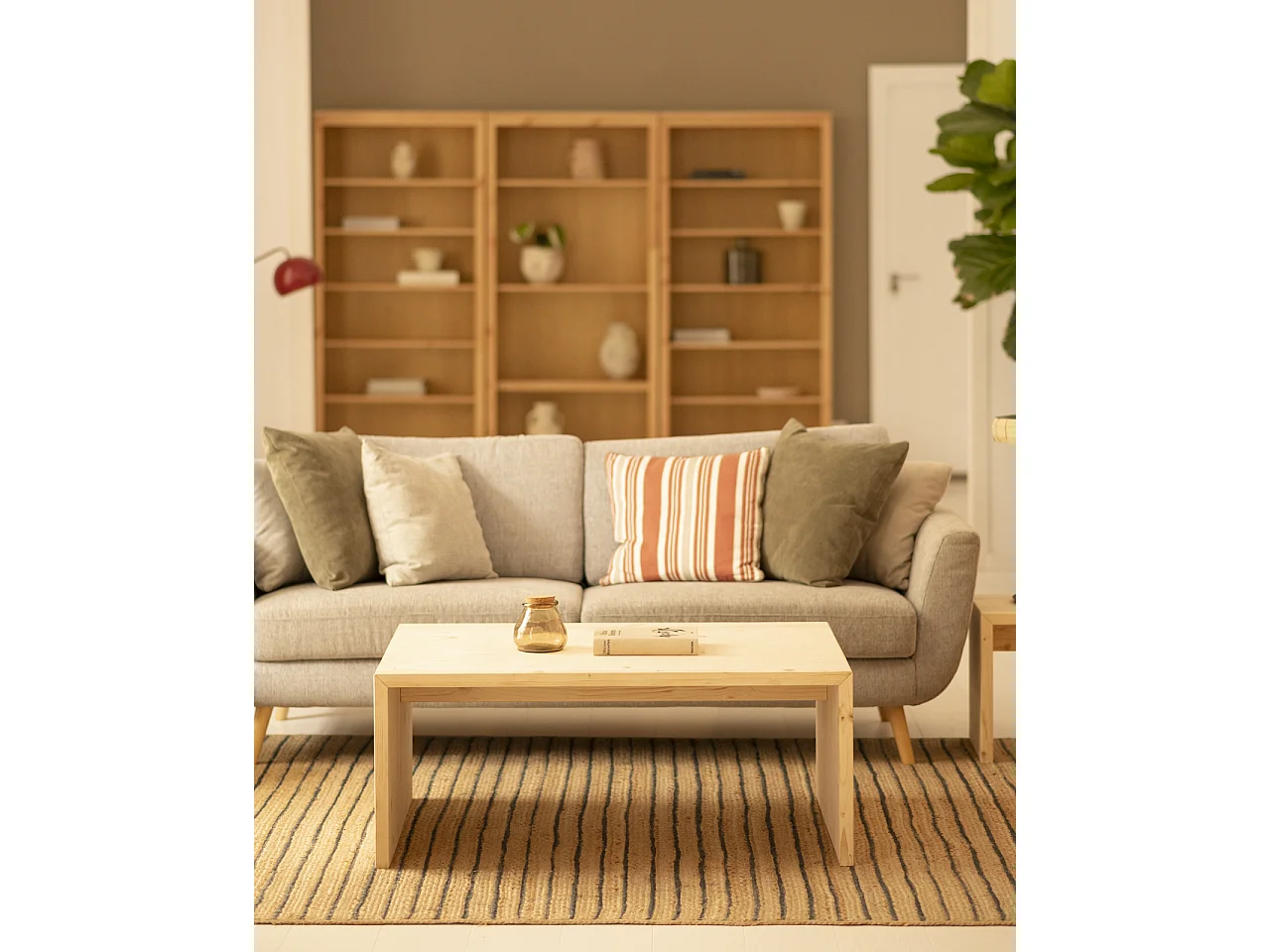 Tavolo basso rettangolare in legno massello in tono naturale 109,4x45cm - TELVA - DECOWOOD