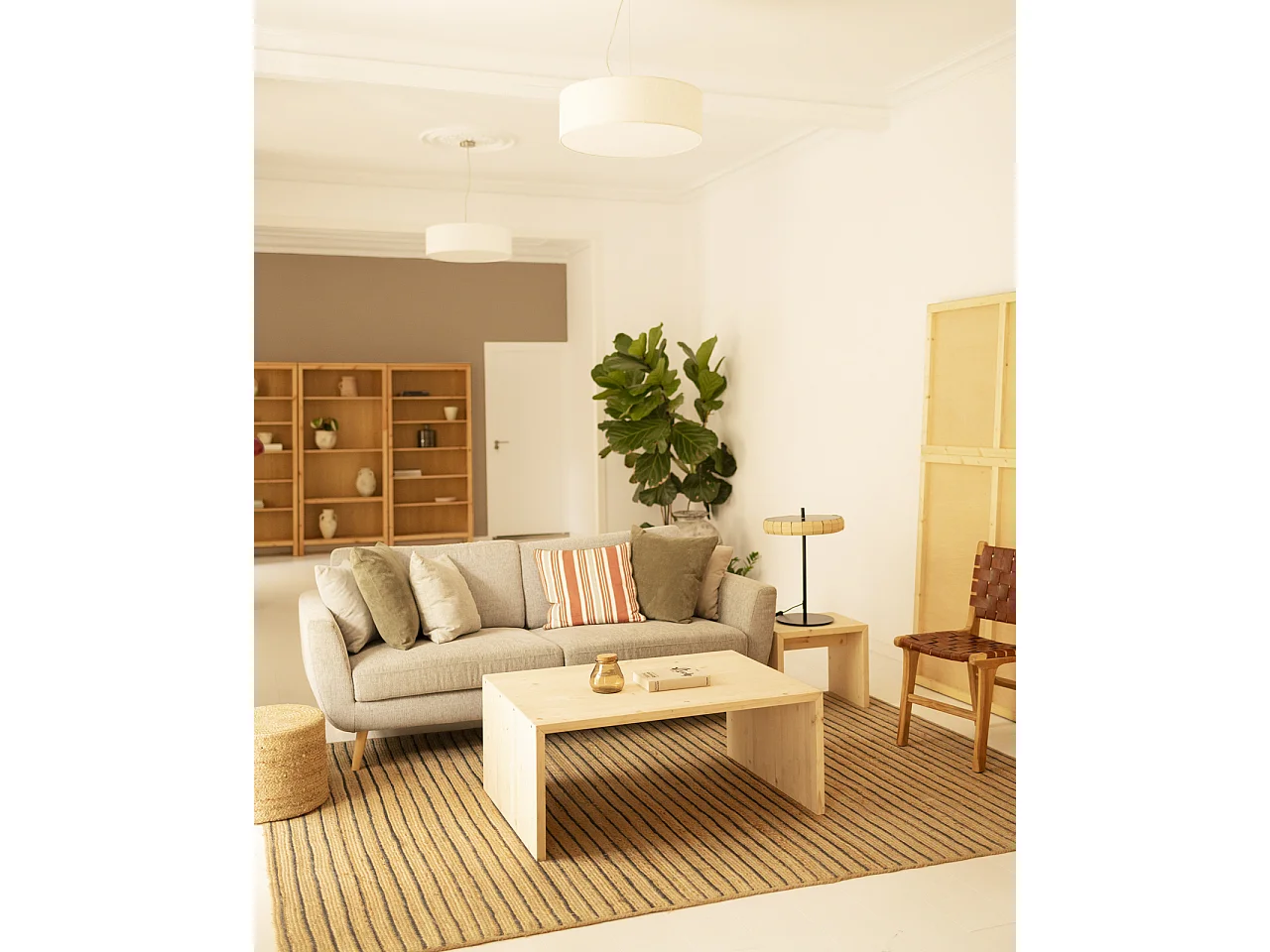 Tavolo basso rettangolare in legno massello in tono naturale 109,4x45cm - TELVA - DECOWOOD