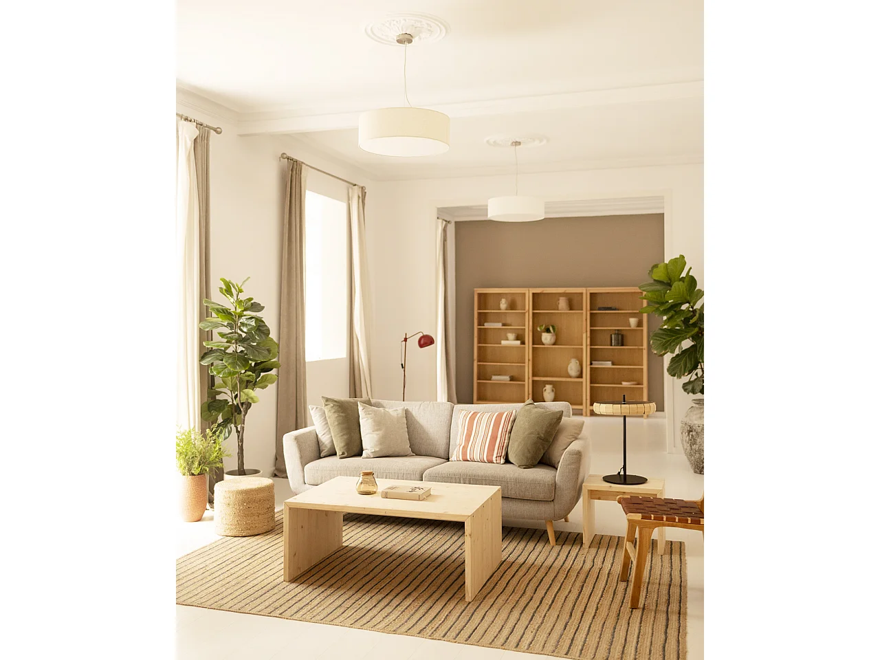 Tavolo basso rettangolare in legno massello in tono naturale 109,4x45cm - TELVA - DECOWOOD