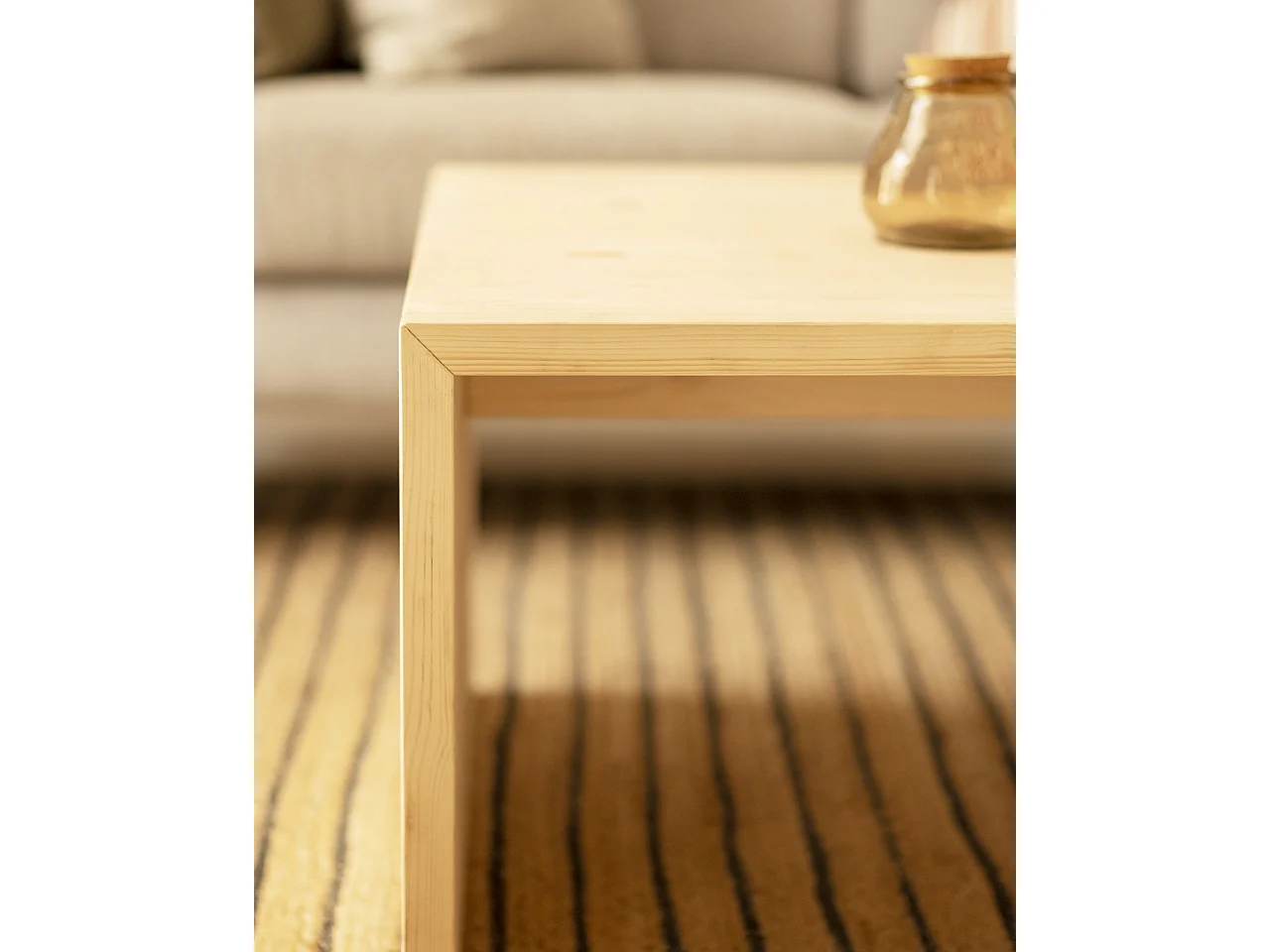 Tavolo basso rettangolare in legno massello in tono naturale 109,4x45cm - TELVA - DECOWOOD