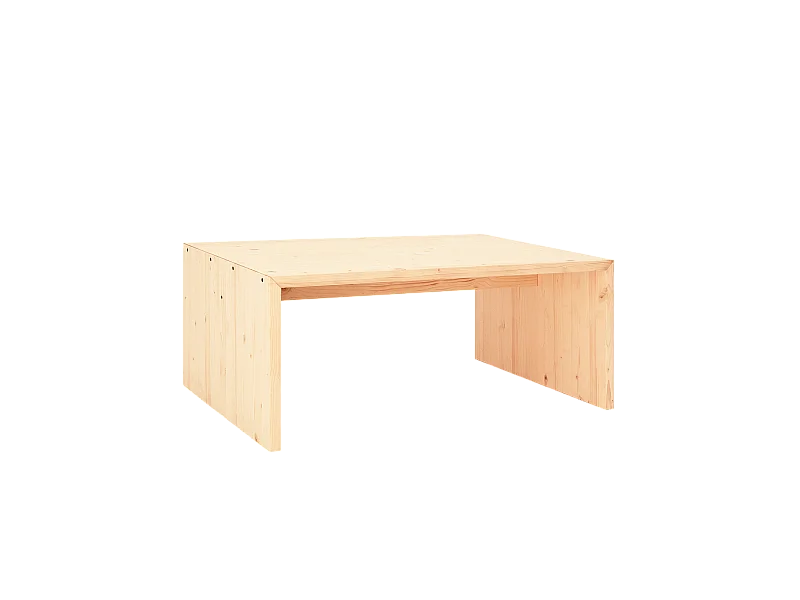 Mesa de centro rectangular grande de madera de abeto Decowood en color natural de 109,4x59x74cm - TELVA - DECOWOOD