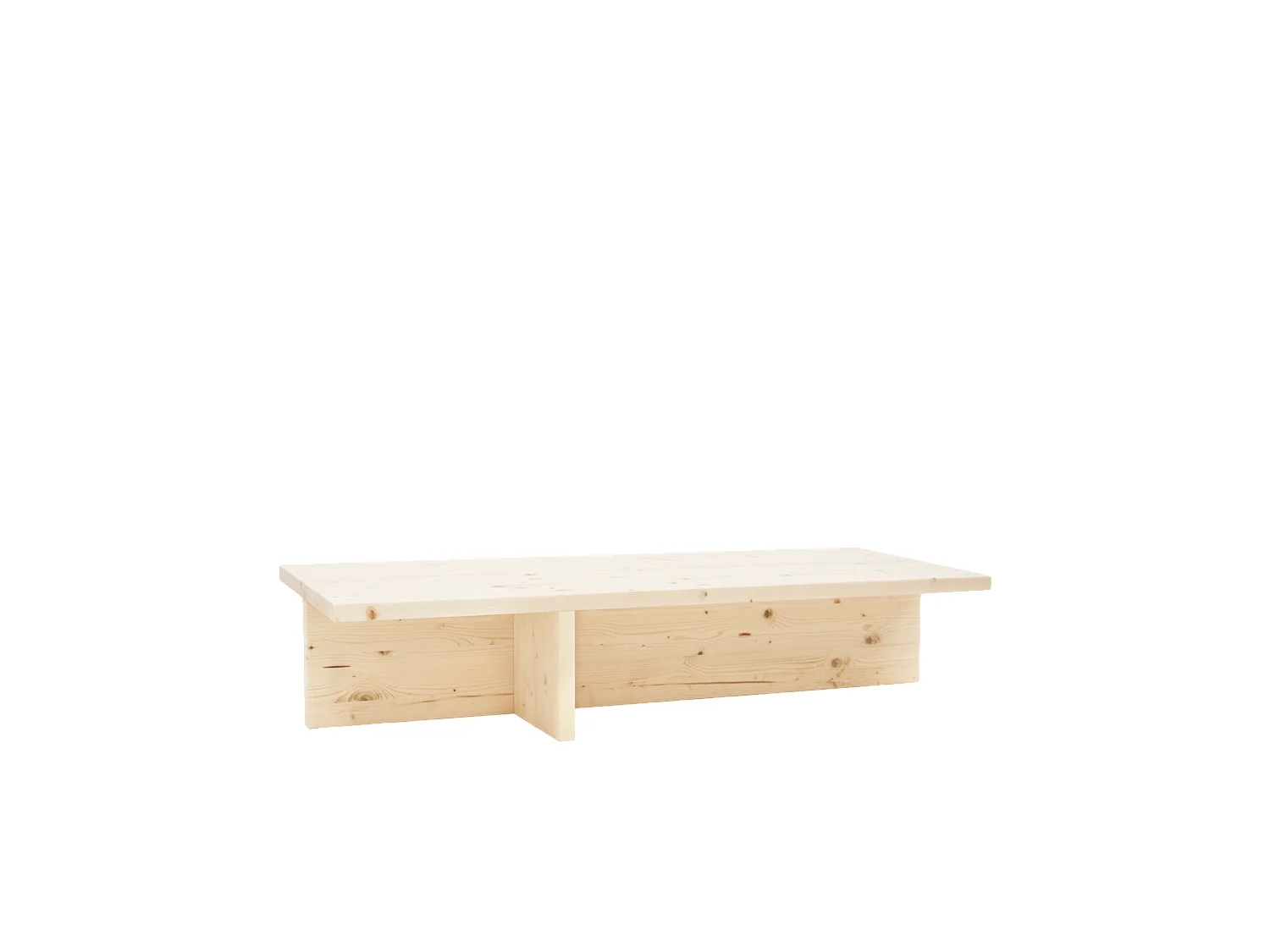 Mesa de centro rectangular de madera de abeto en color natural 123,5x27cm - SAM - DECOWOOD