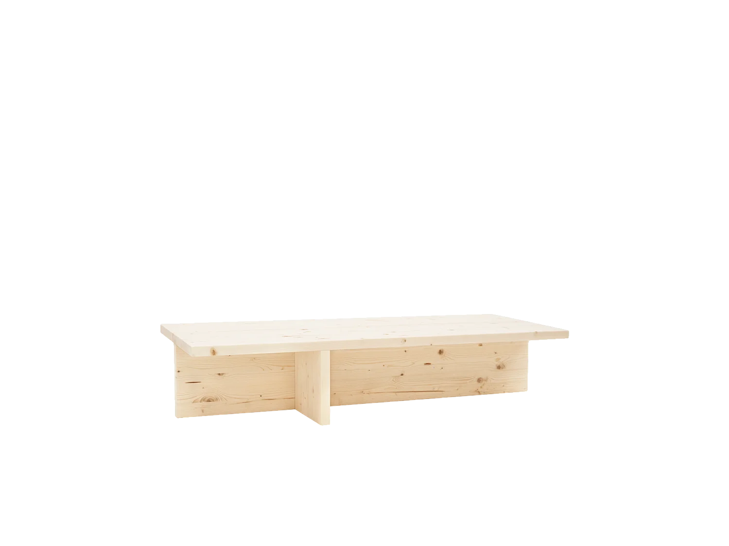Mesa de centro rectangular de madera de abeto en color natural 123,5x27cm - SAM - DECOWOOD