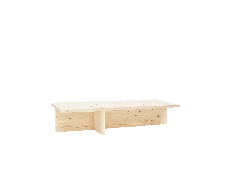 Mesa de centro rectangular de madera de abeto en color natural 123,5x27cm - SAM - DECOWOOD