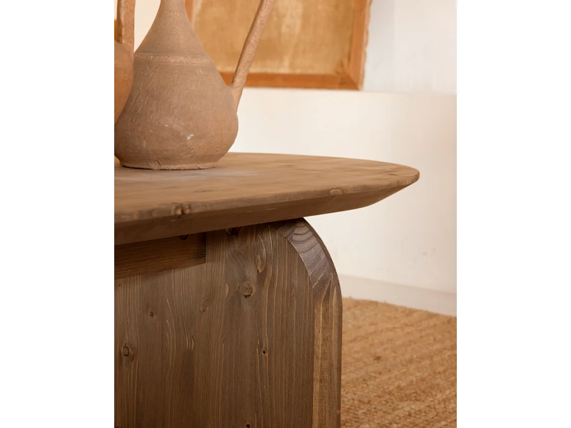 Mesa de centro ovalada de madera de abeto Decowood en color roble oscuro de 100x35cm - BLOOM - DECOWOOD