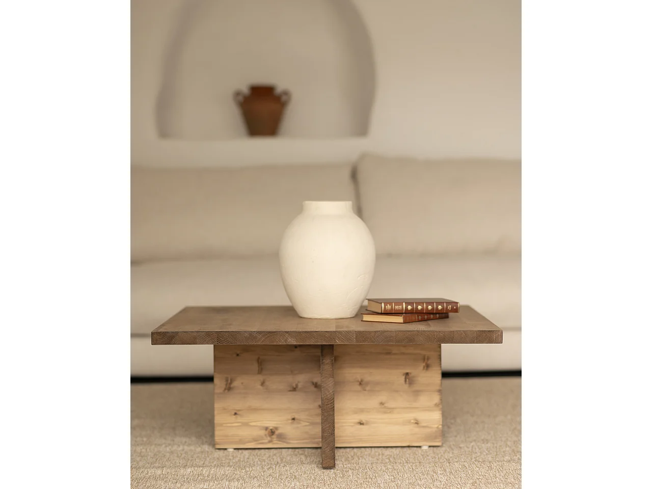 Tavolino quadrato in legno massiccio colore marrone scuro 80x33,22cm - TENA - DECOWOOD