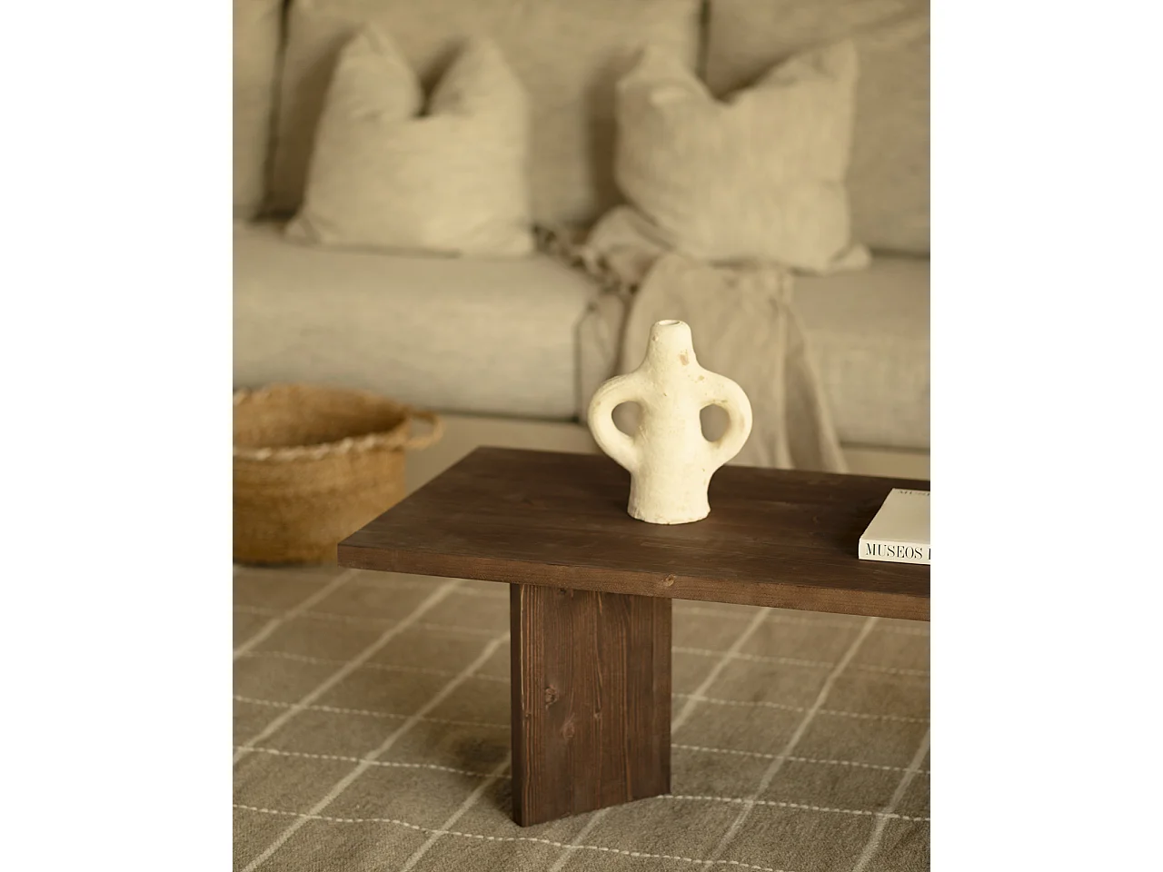 Table basse en bois de sapin en marron 120x50cm - KYOTO - DECOWOOD