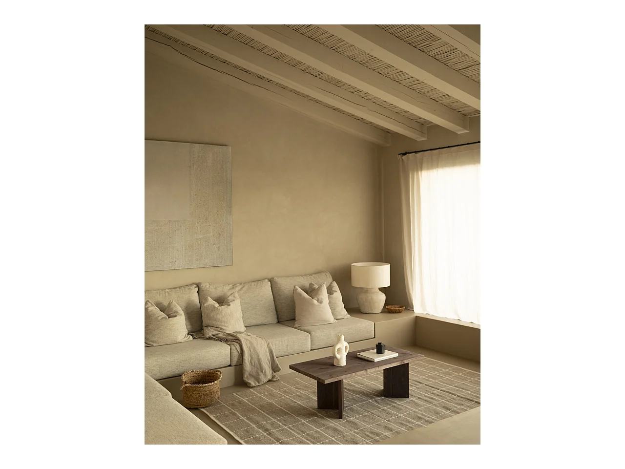 Table basse en bois de sapin en marron 120x50cm - KYOTO - DECOWOOD