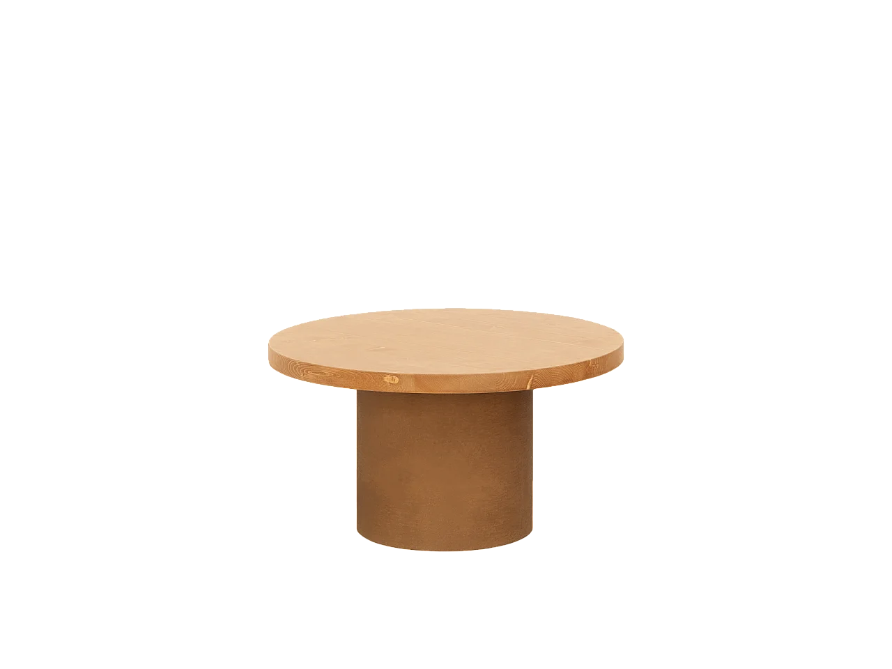 Tavolino rotondo in legno marrone e microcemento terracotta 60x33cm