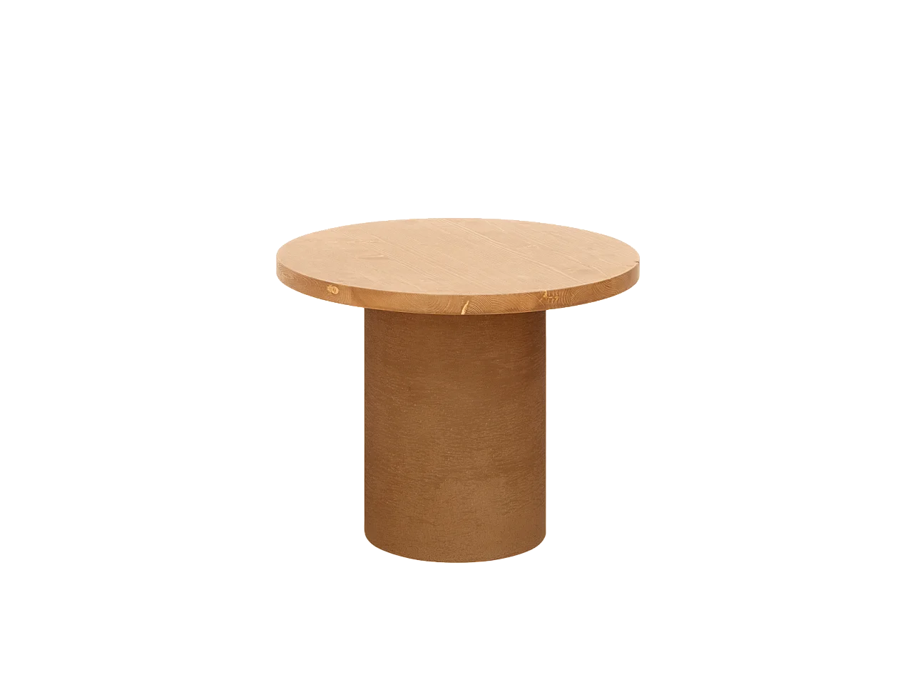 Tavolino rotondo in legno marrone e microcemento terracotta 60x33cm