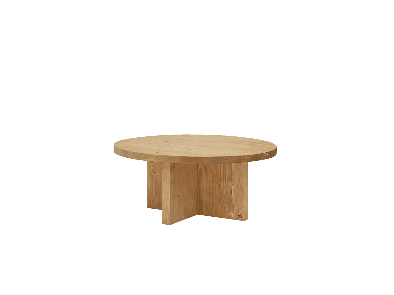 Tavolo basso rotondo in legno massello in tono marrone chiaro Ø80x32,2cm - TOKYO - DECOWOOD