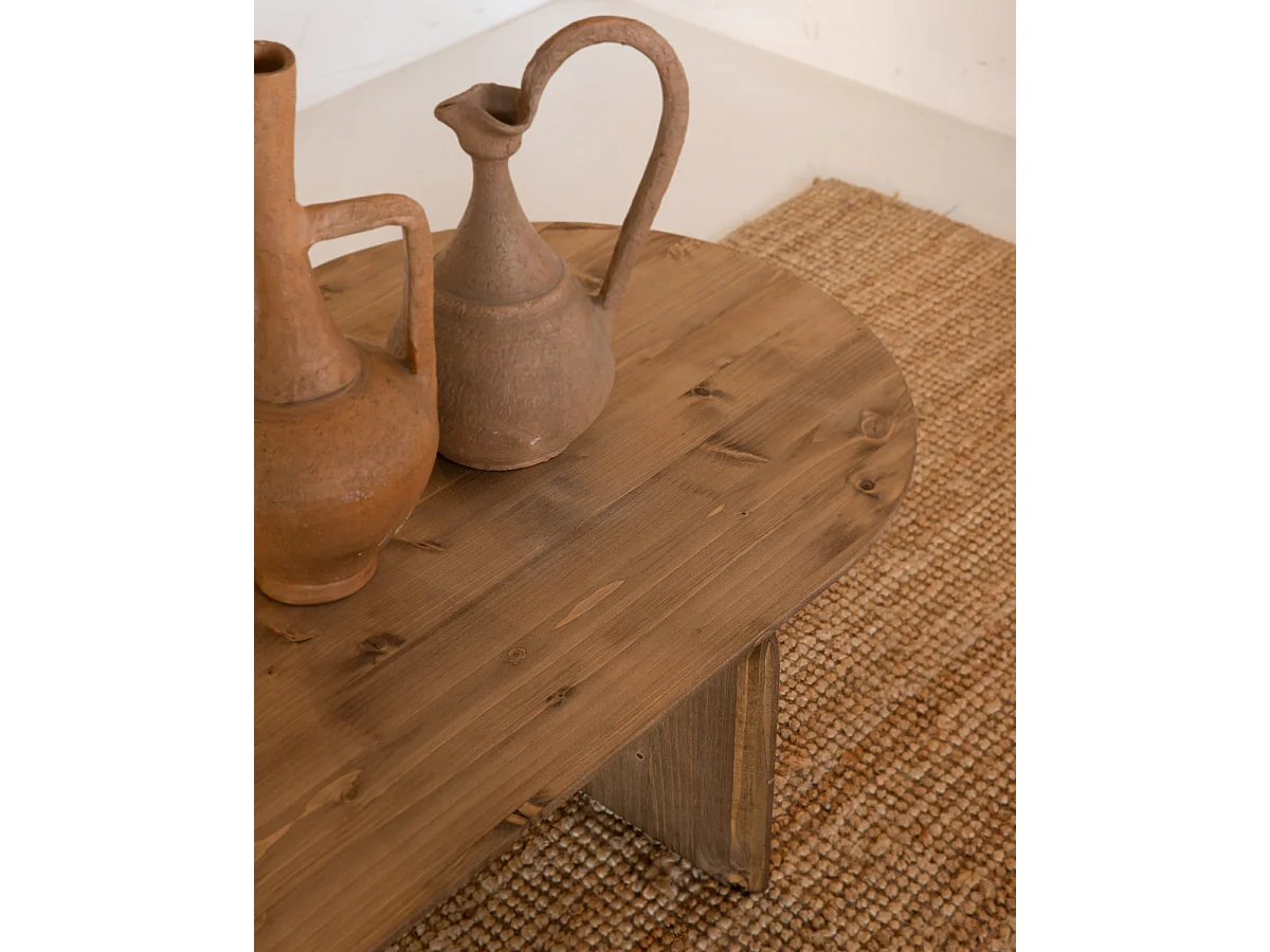 Table basse ovale en bois de sapin vieilli 120x35cm - BLOOM - DECOWOOD