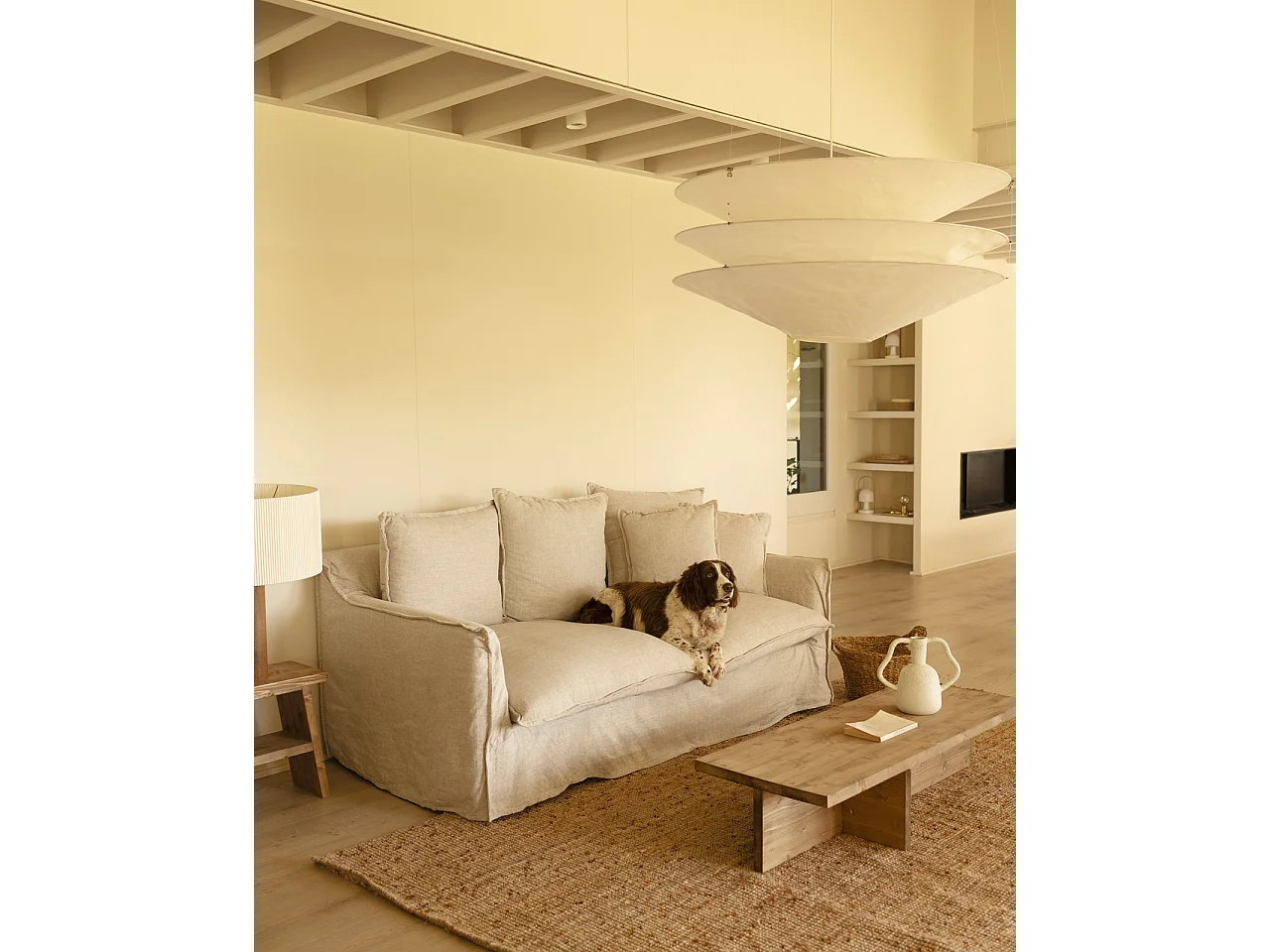 Mesa de centro rectangular de madera de abeto en color roble oscuro 123,5x27cm - SAM - DECOWOOD