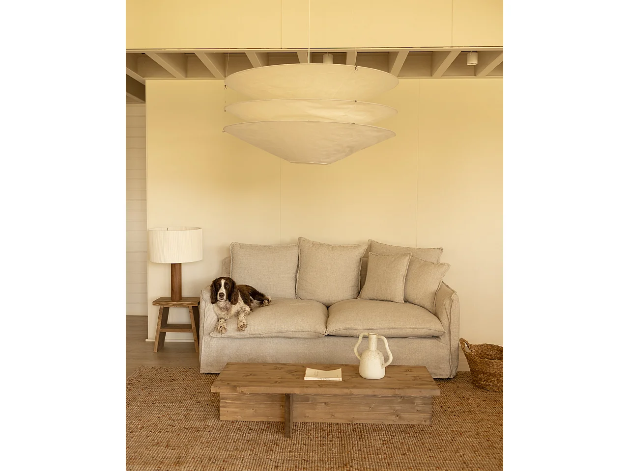 Mesa de centro rectangular de madera de abeto en color roble oscuro 123,5x27cm - SAM - DECOWOOD