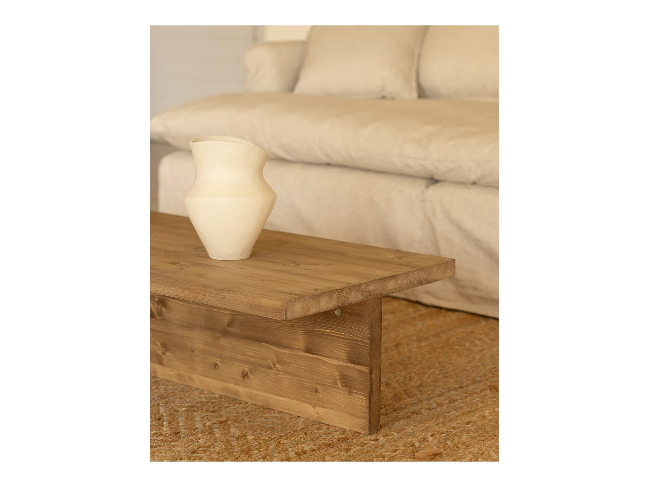 Table basse en bois de sapin vieilli 123,5x27cm - SAM - DECOWOOD