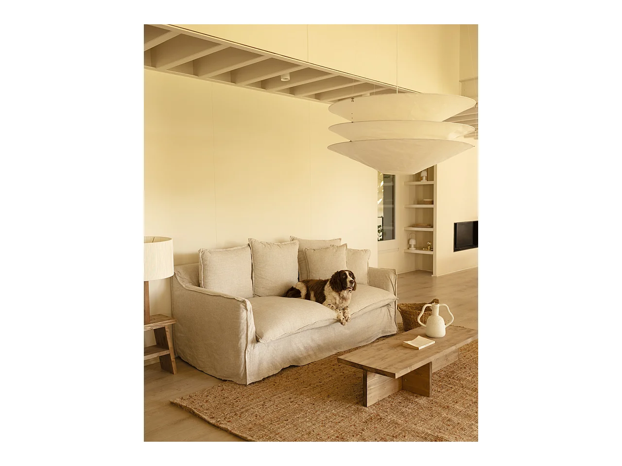 Table basse en bois de sapin vieilli 123,5x27cm - SAM - DECOWOOD