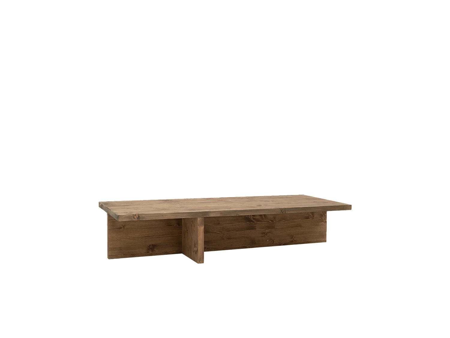 Tavolo basso rettangolare in legno massello tono marrone 123,5x27cm - SAM - DECOWOOD