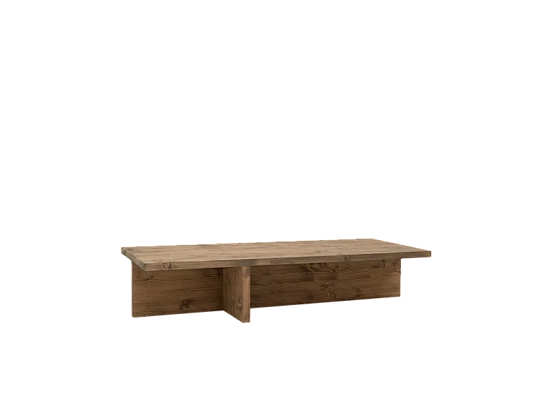 Tavolo basso rettangolare in legno massello tono marrone 123,5x27cm - SAM - DECOWOOD