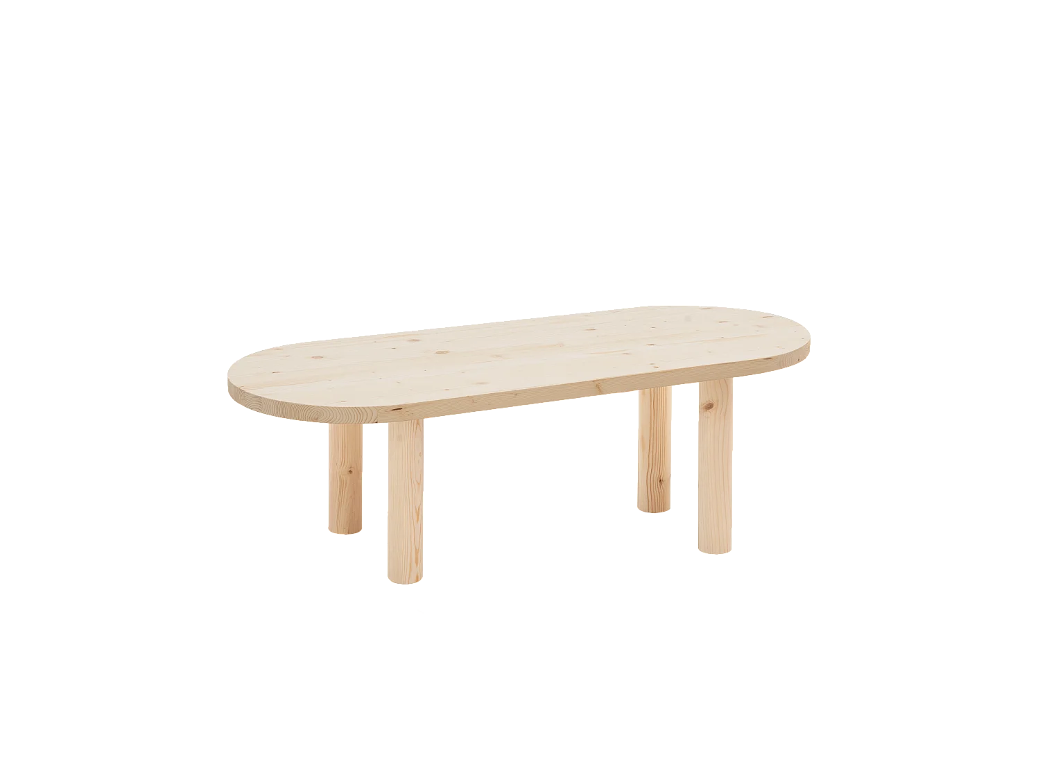 Mesa de centro ovalada de madera maciza Decowood con cuatro patas en color natural de 120x40cm - GINA - DECOWOOD