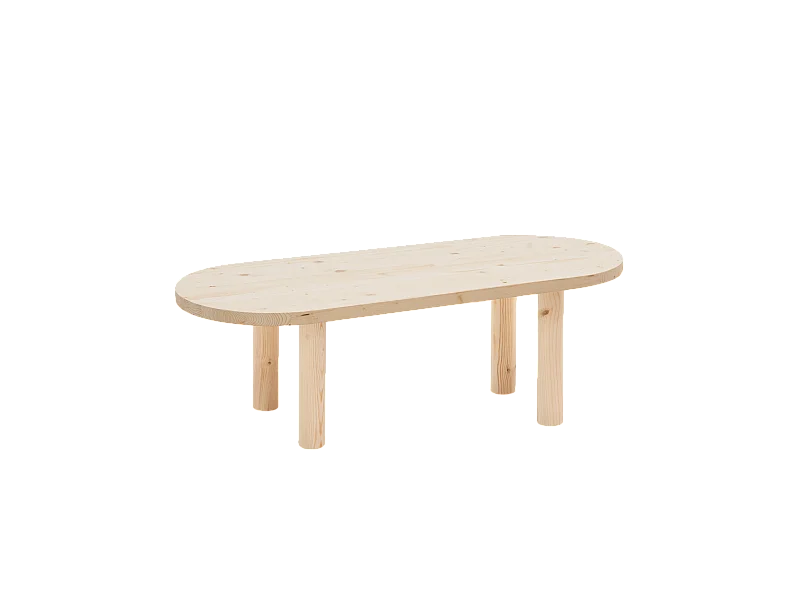 Tavolo basso ovale in legno massello in tono naturale 120x40cm - GINA - DECOWOOD