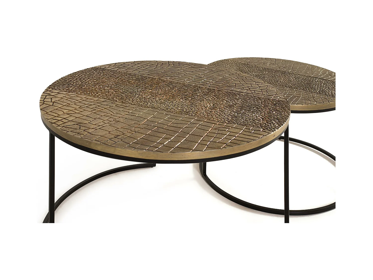 Mesa  centro en hierro y aluminio negro y bronce Multicolor.Giner y Colomer