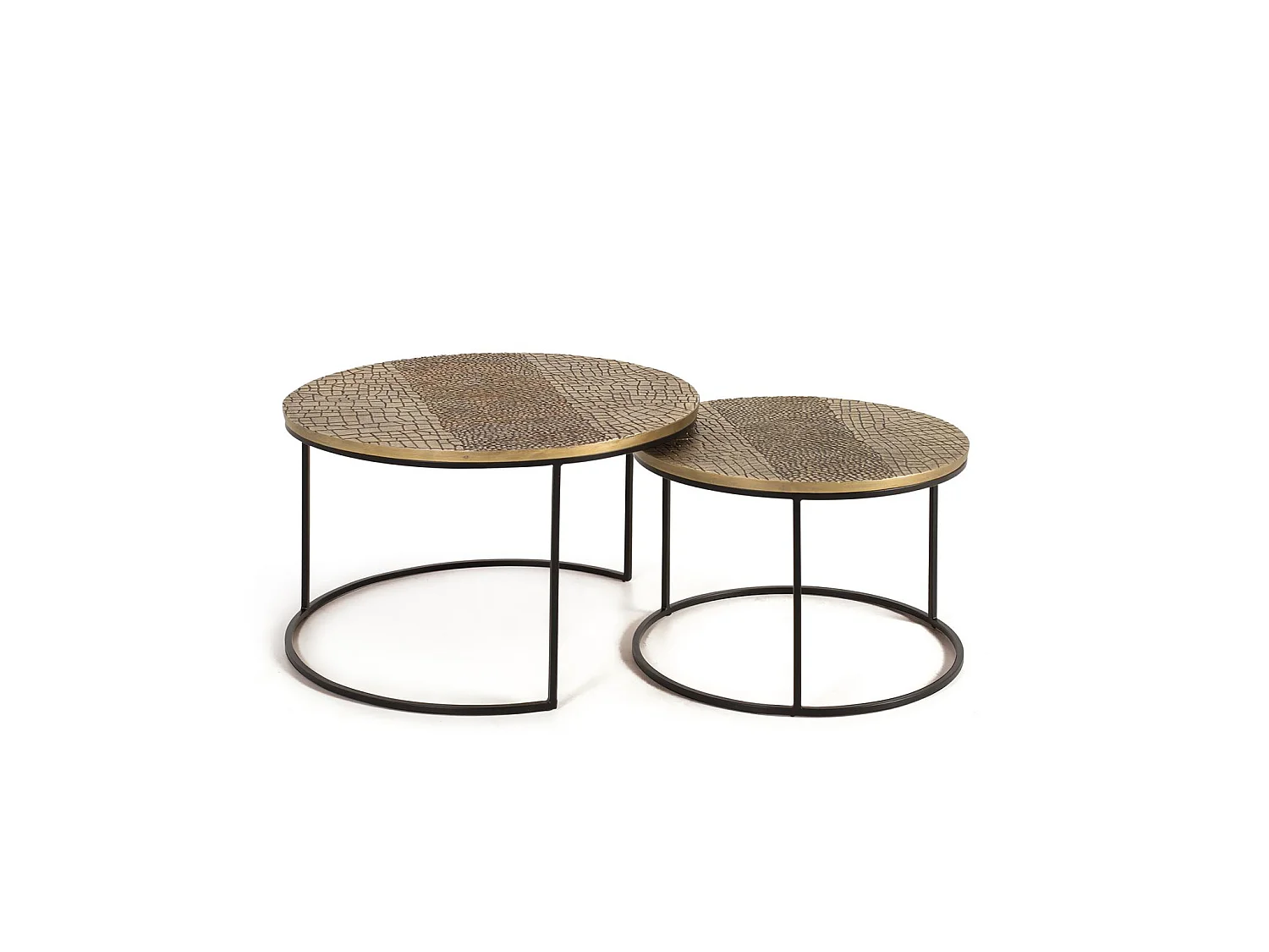 Tables basses en aluminium - Grande table : 76 cm, Petite table : 60 cm - Style industriel - 45 x 76 x 76
