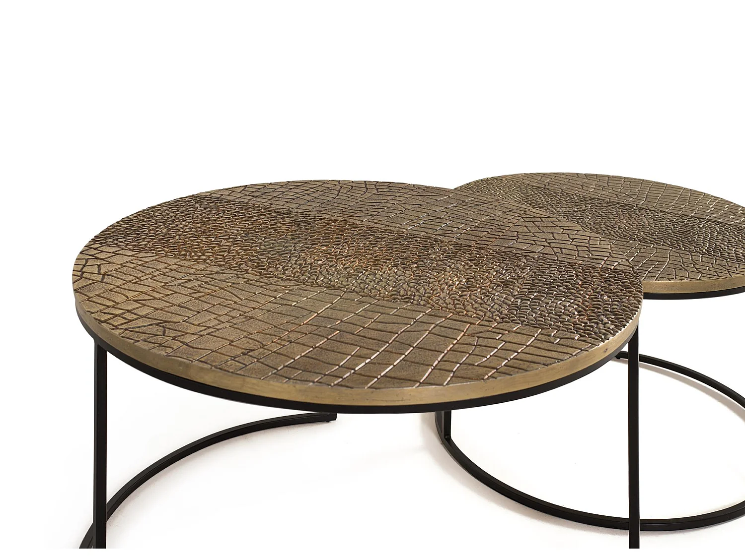 Tables basses en aluminium - Grande table : 76 cm, Petite table : 60 cm - Style industriel - 45 x 76 x 76